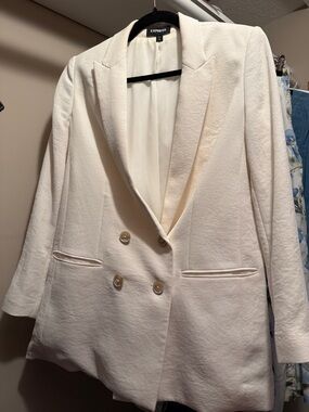 Express Double-Breasted White Blazer